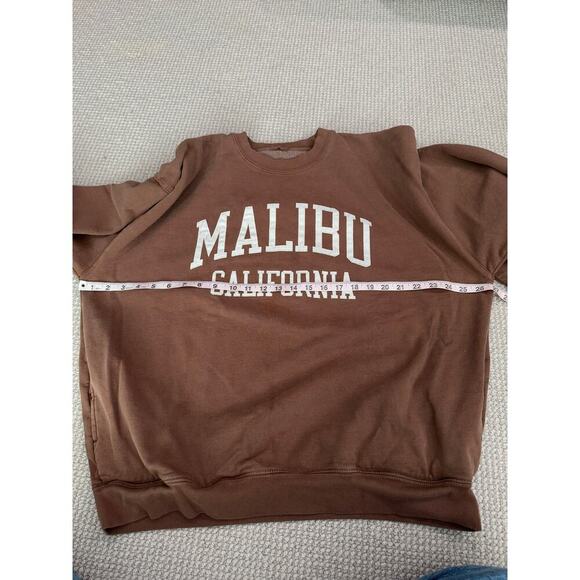 Brandy Melville John Galt Malibu California Crewneck Sweatshirt Light Brown OS - Picture 5 of 9